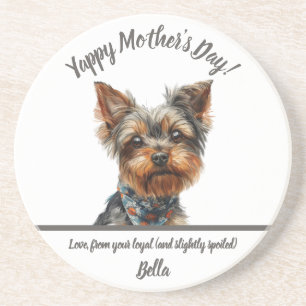 Dessous De Verre En Grès Aquarelle Yappy Yorkie fête des mères