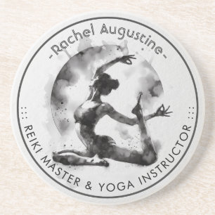 Dessous De Verre En Grès Aquarelle Yoga Reiki Pose King Pigeon à une jambe