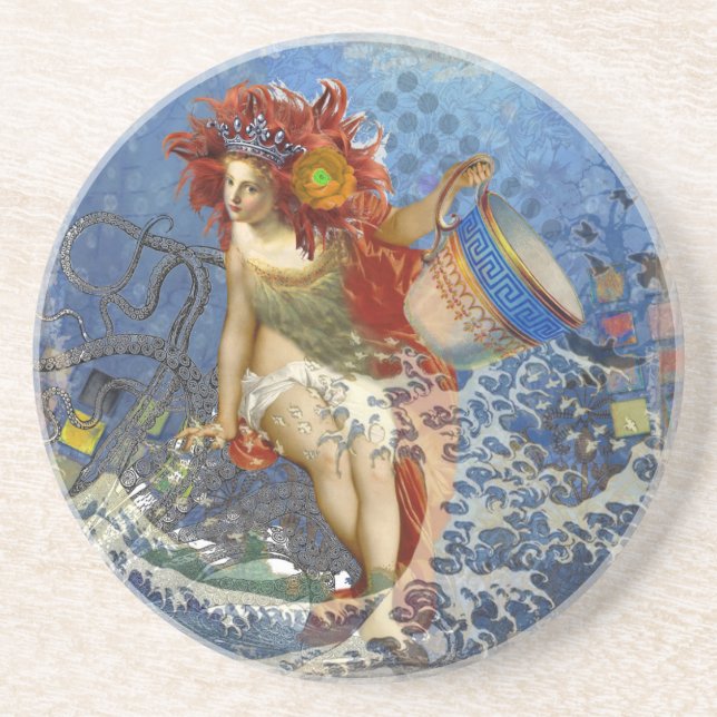 Dessous De Verre En Grès Aquarius Mermaid Bleu gothique (Devant)