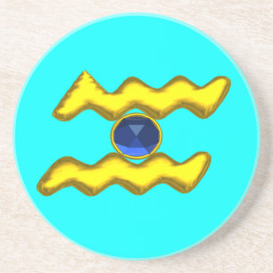 Dessous De Verre En Grès AQUARIUS ZODIAC ANNIVERSAIRE JEWEL Blue Sapphire