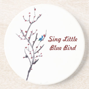 Dessous De Verre En Grès Arbre bleu d'oiseau