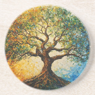 Dessous De Verre En Grès Arbre de connaissances - Peinture à l'huile