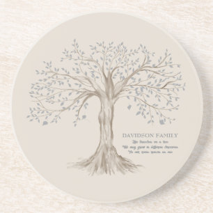 Dessous De Verre En Grès Arbre Familial Personnalisé Avec Citation Tan