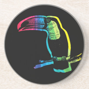 Dessous De Verre En Grès Arc-en-ciel Toucan en noir