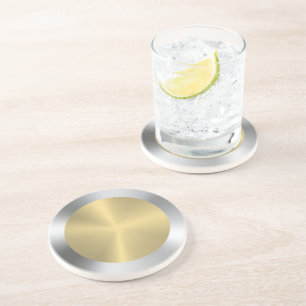 Dessous De Verre En Grès Argent et cercle or