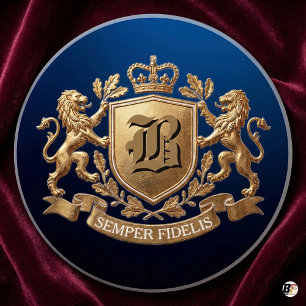 Dessous De Verre En Grès Armoiries au lion d'or royal Semper Fidelis