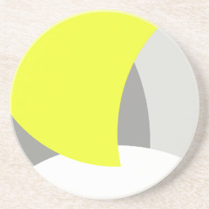 Dessous De Verre En Grès Art Abstrait gris jaune blanc