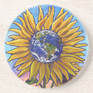 Dessous De Verre En Grès Art de la Terre de tournesol