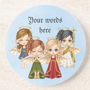 Dessous De Verre En Grès Art de pixel de quartet d'ange