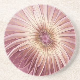 Dessous De Verre En Grès Art floral fractal abstrait et nuances de Bourgogn