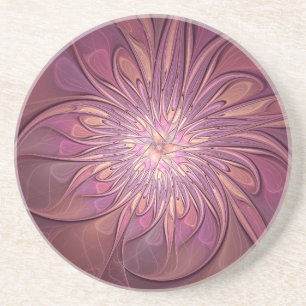 Dessous De Verre En Grès Art floral fractal moderne abstrait couleurs de ba