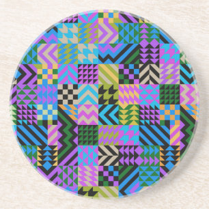 Dessous De Verre En Grès Art folklorique tribal - Bleu