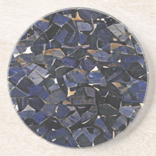 Dessous De Verre En Grès Art numérique en mosaïque bleu marine