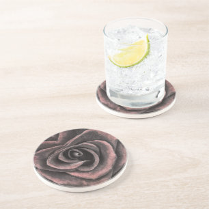 Dessous De Verre En Grès Art Rose vintage violet foncé