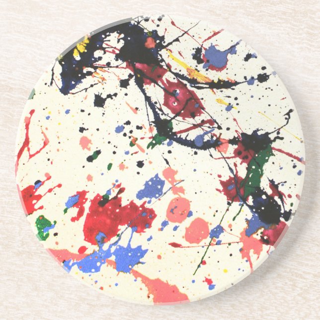 Dessous De Verre En Grès Artistes Paint Splatter Arrière - plan (Devant)