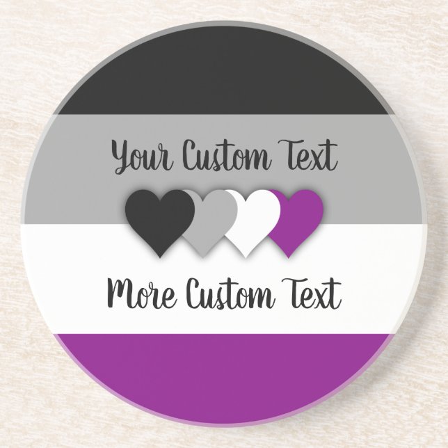 Dessous De Verre En Grès Asexuality pride flag with hearts coaster (Devant)