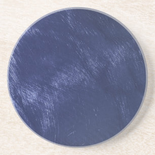 Dessous De Verre En Grès Aspect métallique bleu brillant en acier brossé