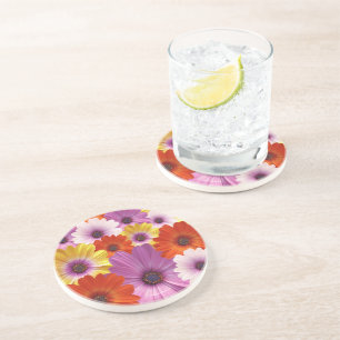 Dessous De Verre En Grès Assemblage Coloré de Fleurs de Marguerites d'Afriq