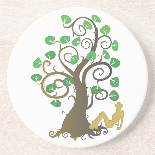 Dessous De Verre En Grès Assis sous l'arbre (Devant)