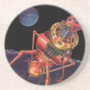 Dessous De Verre En Grès Astronaute en science-fiction vintage avec robot A