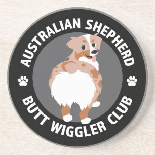 Dessous De Verre En Grès Australian Shepherd Butt Wigglers Club - Red Merle