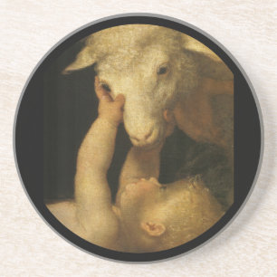 Dessous De Verre En Grès baby jesus touches lamb (2)