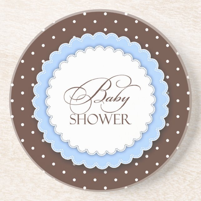 Dessous De Verre En Grès Baby shower Bleu Brown (Devant)