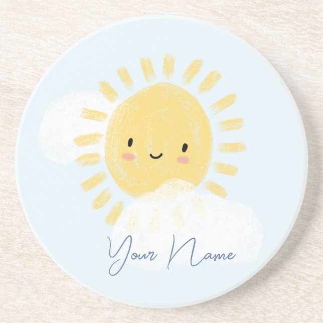 Dessous De Verre En Grès Baby shower d'anniversaire personnalisé Sunshine (Devant)