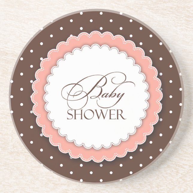 Dessous De Verre En Grès Baby shower rose Brown (Devant)