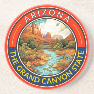 Dessous De Verre En Grès Badge d'art de voyage en Arizona