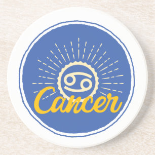 Dessous De Verre En Grès Badge Signe Zodiaque Cancer Rétro  