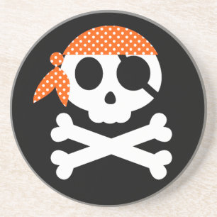 Dessous De Verre En Grès Bandana de crâne de squelette de pirate