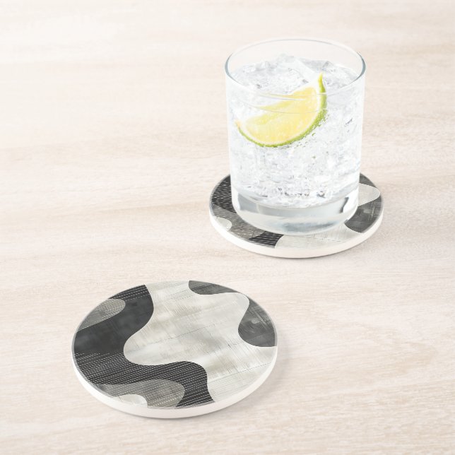 Dessous De Verre En Grès Bande Abstraite de trait d'ombre (Côté)