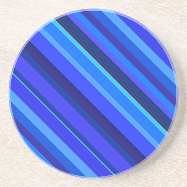 Dessous De Verre En Grès Bandes diagonales bleues (Devant)