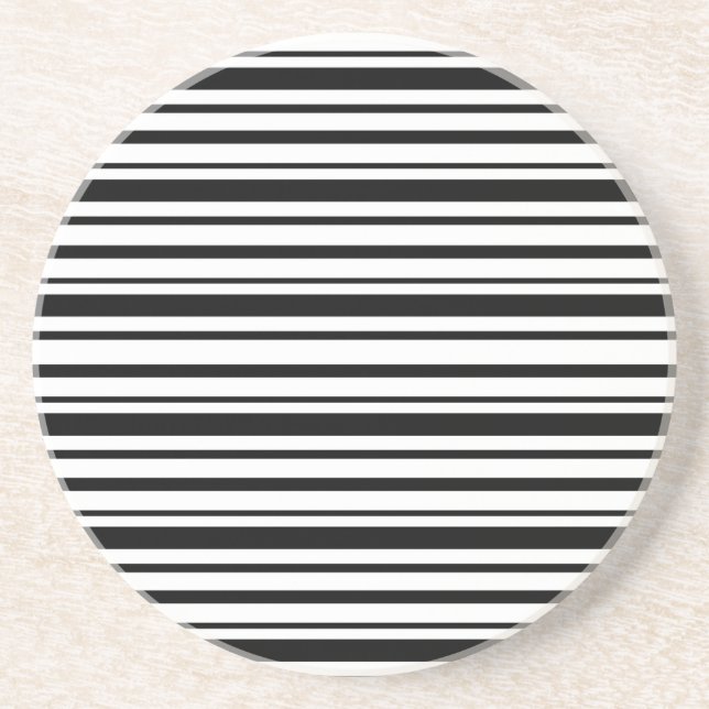 Dessous De Verre En Grès Bandes inégales noires et blanches (Devant)