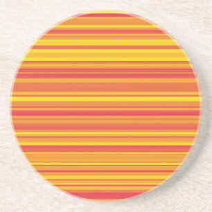 Dessous De Verre En Grès Bandes Orange Rouge Jaune