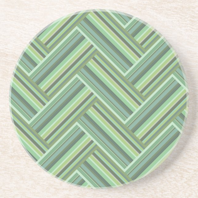 Dessous De Verre En Grès Bandes vert olive double tissage (Devant)