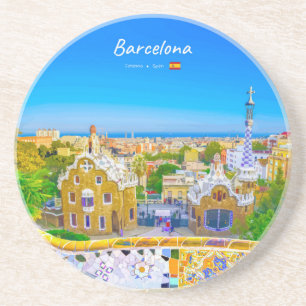 Dessous De Verre En Grès Barcelone, Espagne - Parc Guell Mosaïque Gaudi