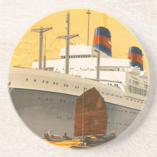 Dessous De Verre En Grès Bateau de croisière vintage pour l'Orient avec jon