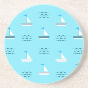 Dessous De Verre En Grès Bateaux À Voile Sur Le Motif De La Mer Bleue
