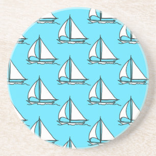 Dessous De Verre En Grès Bateaux À Voile Sur Le Motif De La Mer Bleue