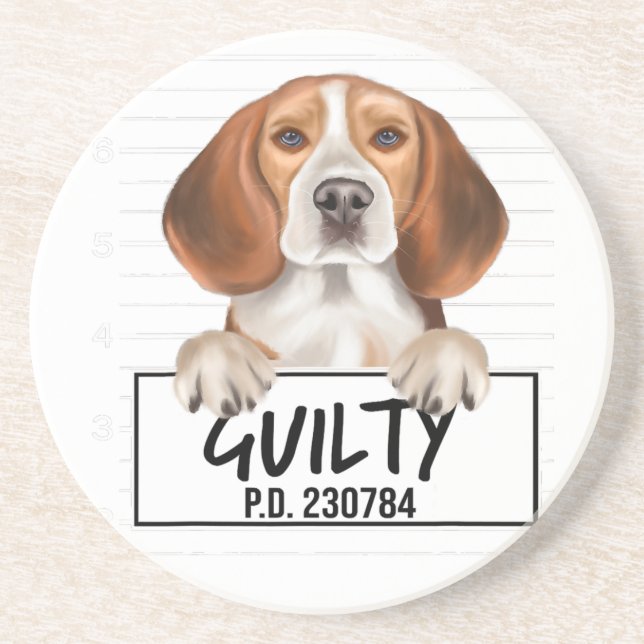 Dessous De Verre En Grès Beagle Mugshot Coupable Chien (Devant)