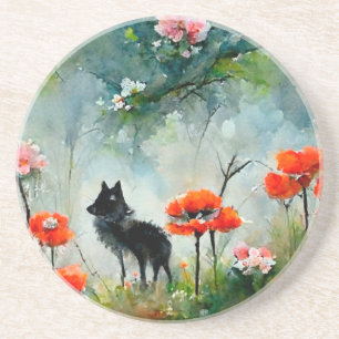 Dessous De Verre En Grès Beau animal sauvage à fleurs