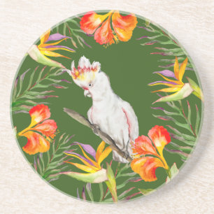 Dessous De Verre En Grès Beau aquarelle cacatau perroquet dessin à la main