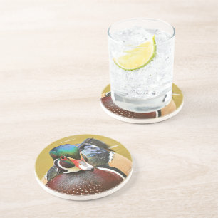 Dessous De Verre En Grès Beau canard à bois dans l'étang