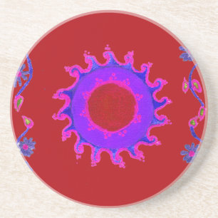 Dessous De Verre En Grès Beau Motif Indien Mehndi Art Design