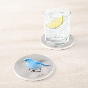 Dessous De Verre En Grès Beau oiseau bleu de montagne à la plage