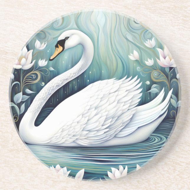 Dessous De Verre En Grès Beau Swan (Devant)