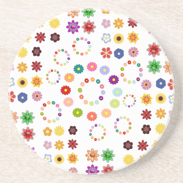 Dessous De Verre En Grès Beaucoup de fleurs (Devant)