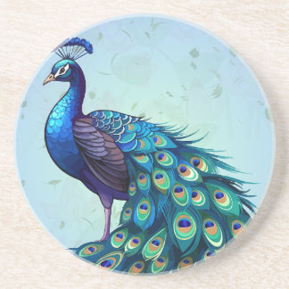 Dessous De Verre En Grès Beautiful Peacock Round